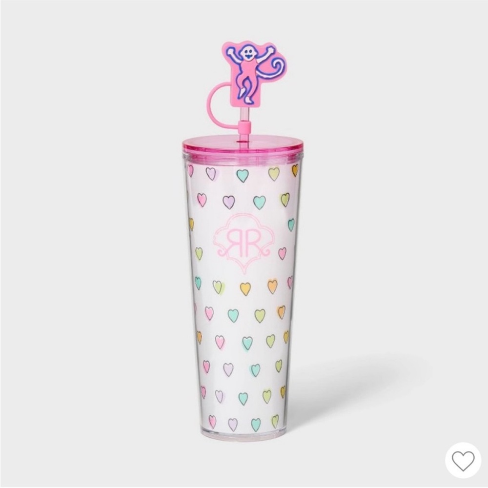 Roller Rabbit Multicolor Heart Tumbler with Monkey Straw